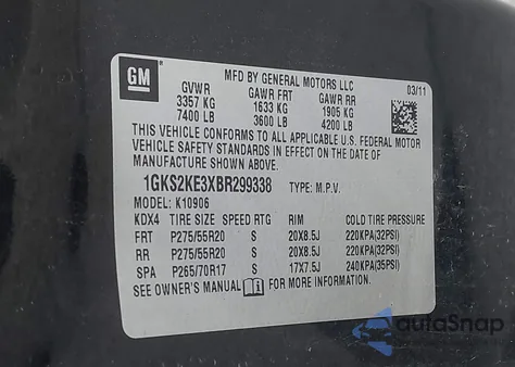 2011 GMC Yukon Xl 1500 Slt z USA, uszkodzony, nr VIN 1GKS2KE3XBR299338